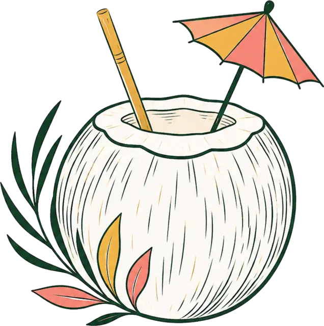 A coconut drink illustration