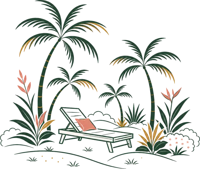 A palm trees and lounge illustration