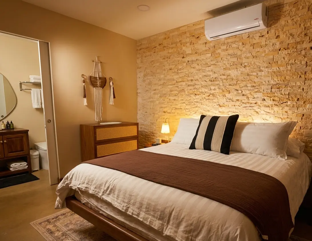 A private garden suite with a queen bed at Villa del Sol Garden